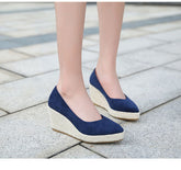 Casual Elegant Pu Slip On Wedge Heel Loafers